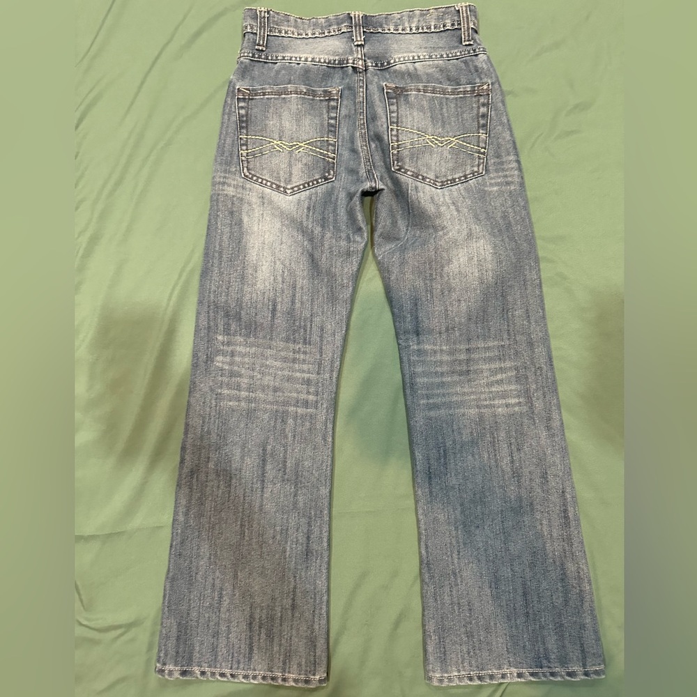 Red Camel blue jeans sz 16 Boys. Whiskered pattern, medium wash denim Adjustable